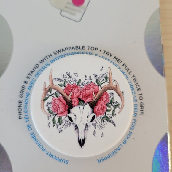 POPSOCKETS Deer Skull Boho Rose Bouquet White Swappable Pop Phone Grip Stand NEW - Picture 2 of 3